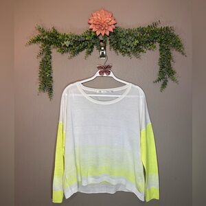 Lorna Jane oversized White and Neon Yellow lightweight sweater. New without tags